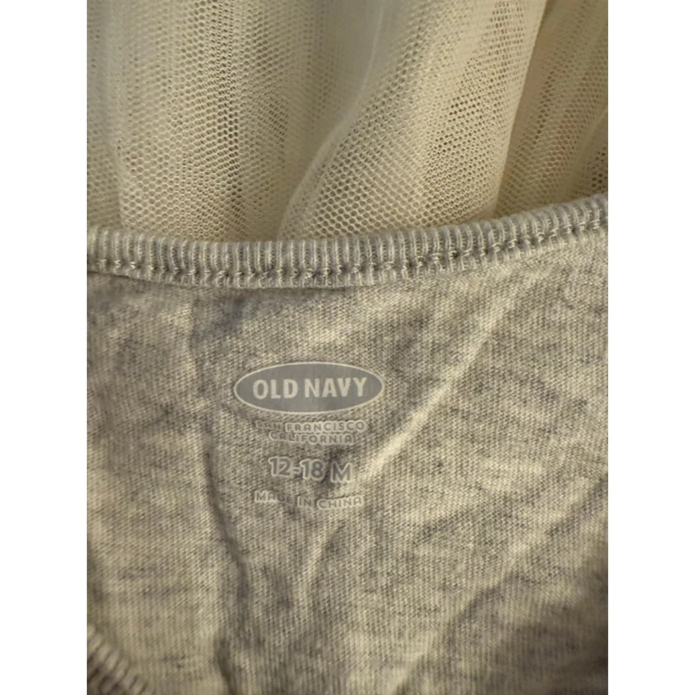 Baby Girls Old Navy Grey Cream Tutu Casual Dress 12-18 Months - Picture 5 of 5
